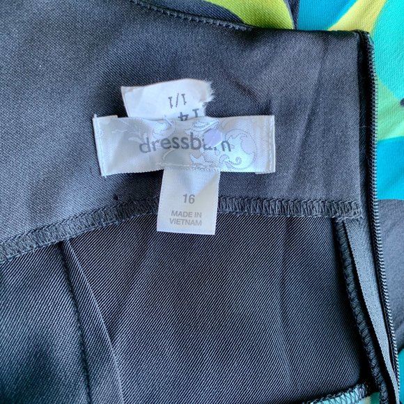 Dress Barn Geometric Turquoise Black Blue Green Dress 16 - Picture 7 of 8